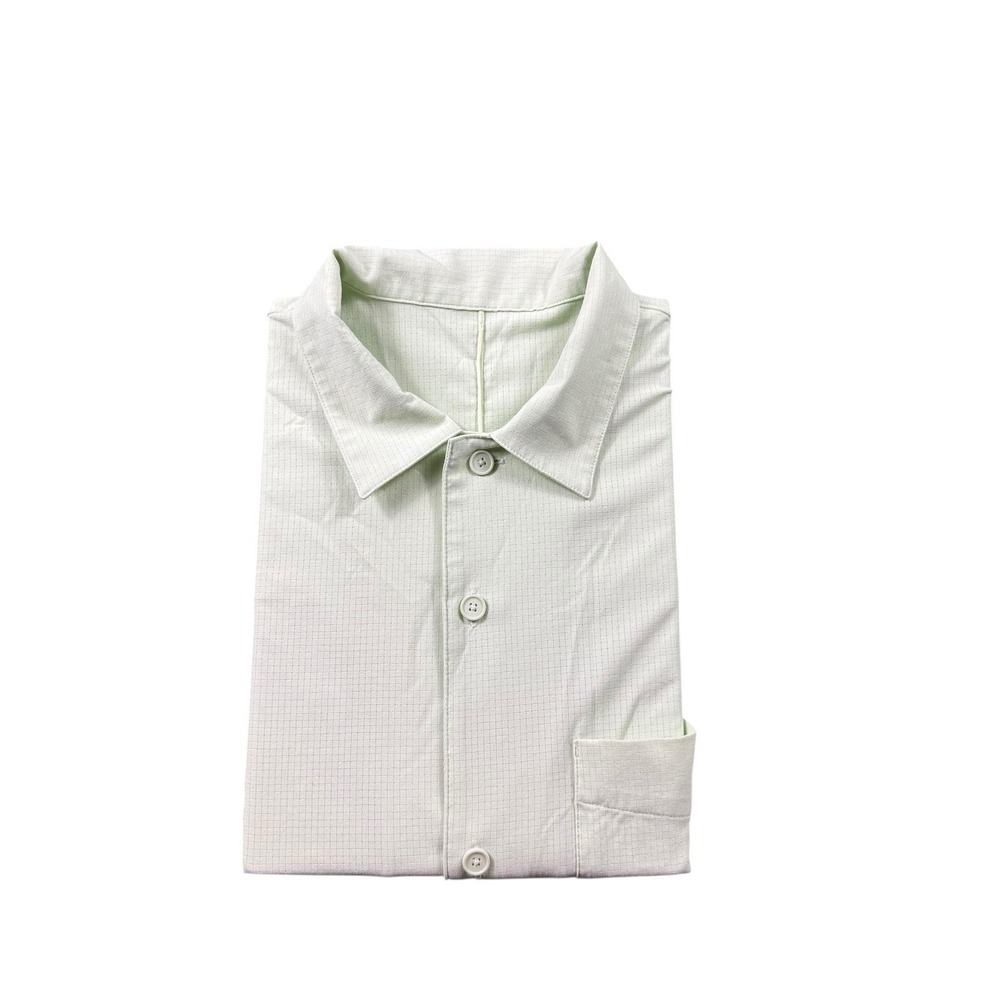 Lululemon Light Green Airing Easy Mens Short Sleeve Button Front Shirt Large
